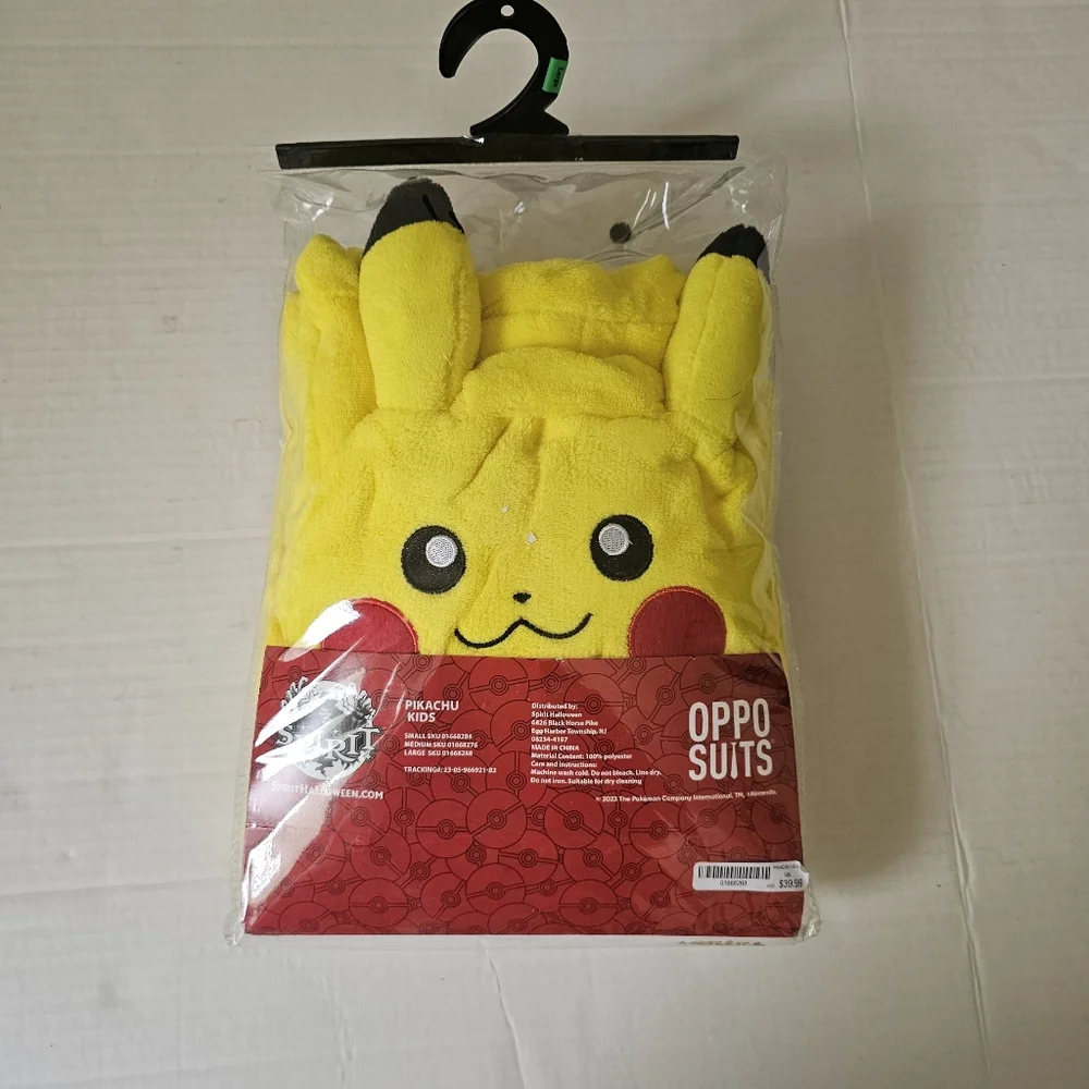 Spirit Pokemon Pikachu Costume Size Youth L 12-14 One Piece Yellow Zip Up NIP